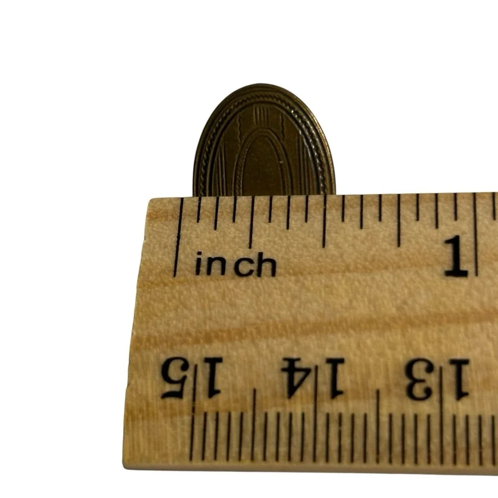 Brass‎ Etched Lingerie Clip Tie Bar Oval Mini Vintage Antique Blank Monogram
